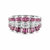 Bague dentelles rubis baguette diamants or blanc