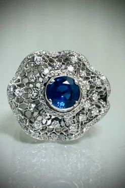 Bague Dentelles Saphir et Diamants 1950