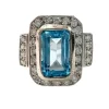 Bague design Art Déco contemporain avec diamants et topaze