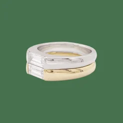 Bague deux ors, diamants baguette.
