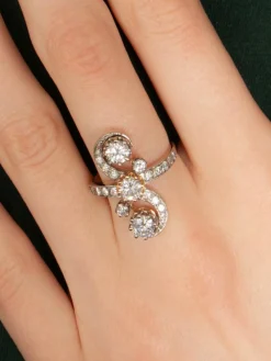 Bague Deux Ors époque Napoléon III Diamants