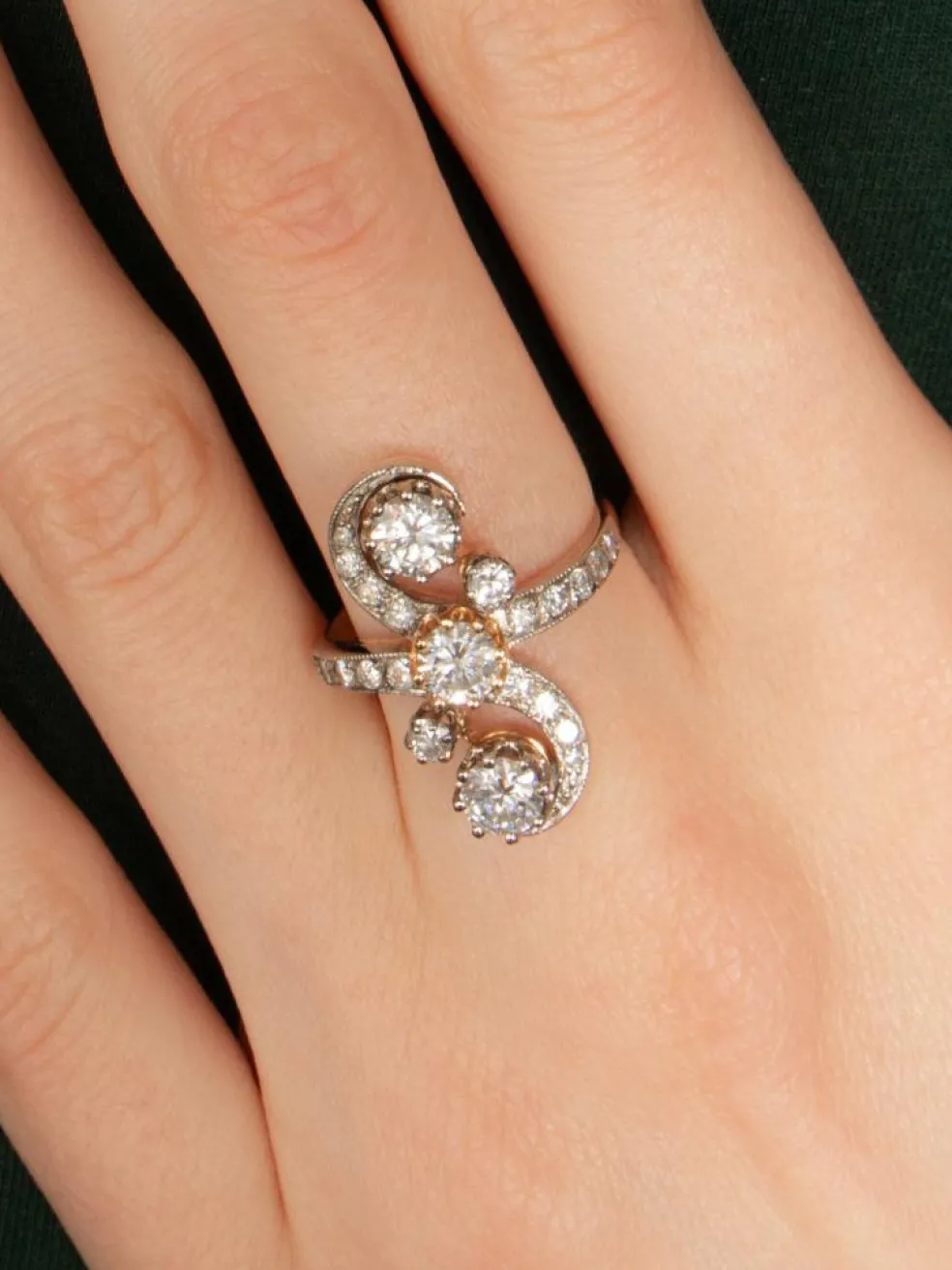 Bague Deux Ors époque Napoléon III Diamants