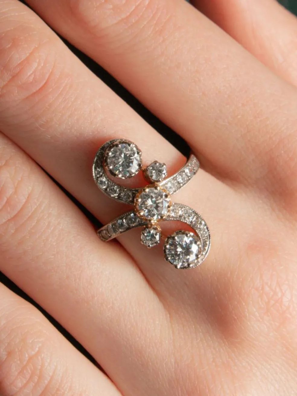 Bague Deux Ors époque Napoléon III Diamants