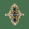 Bague deux ors rose et blanc, saphir et diamants