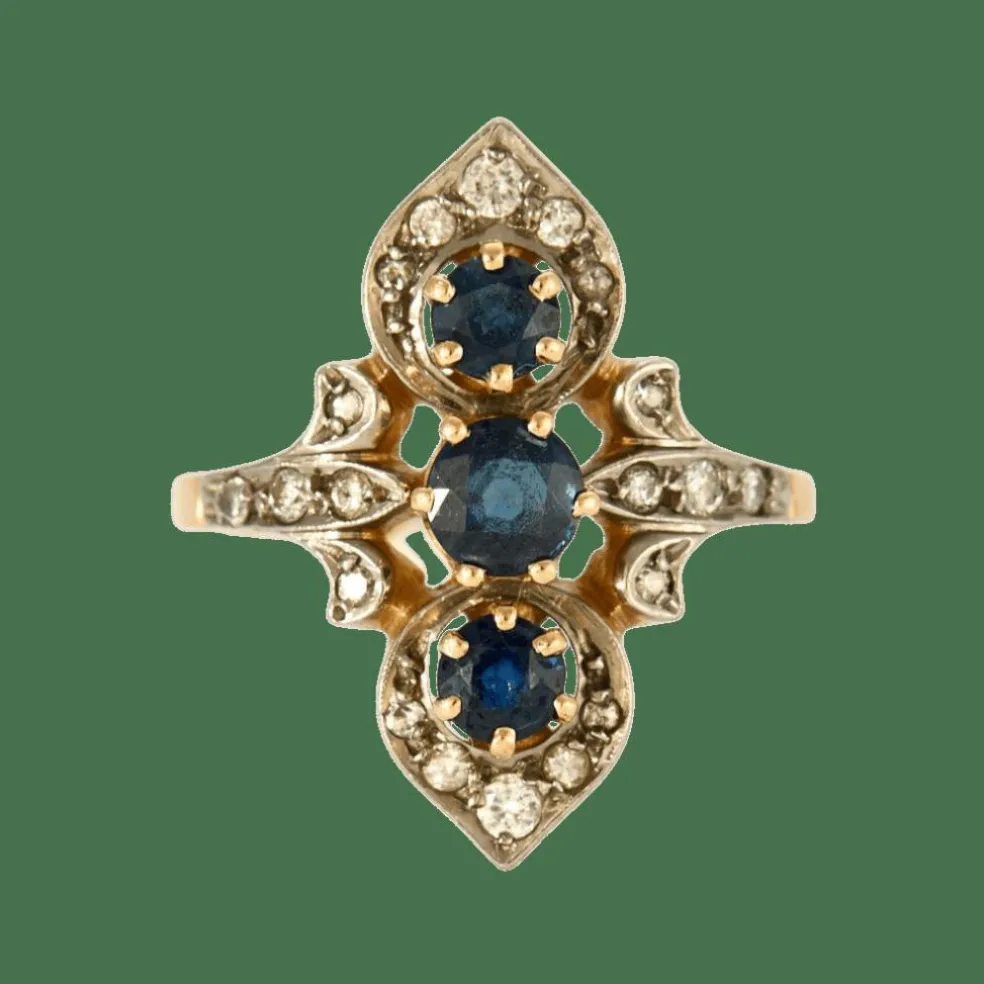Bague deux ors rose et blanc, saphir et diamants