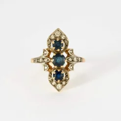 Bague deux ors rose et blanc, saphir et diamants