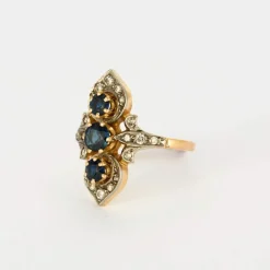 Bague deux ors rose et blanc, saphir et diamants
