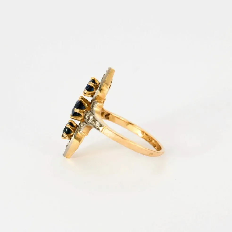 Bague deux ors rose et blanc, saphir et diamants