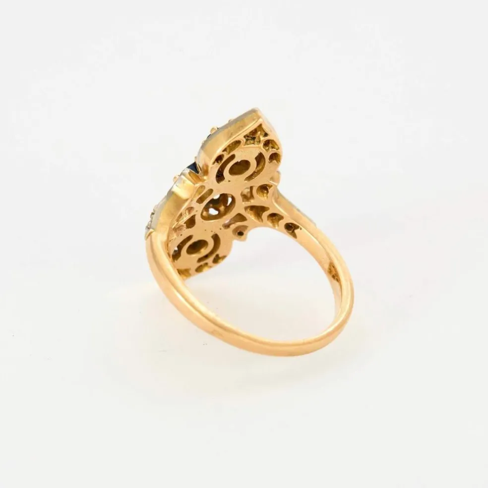 Bague deux ors rose et blanc, saphir et diamants