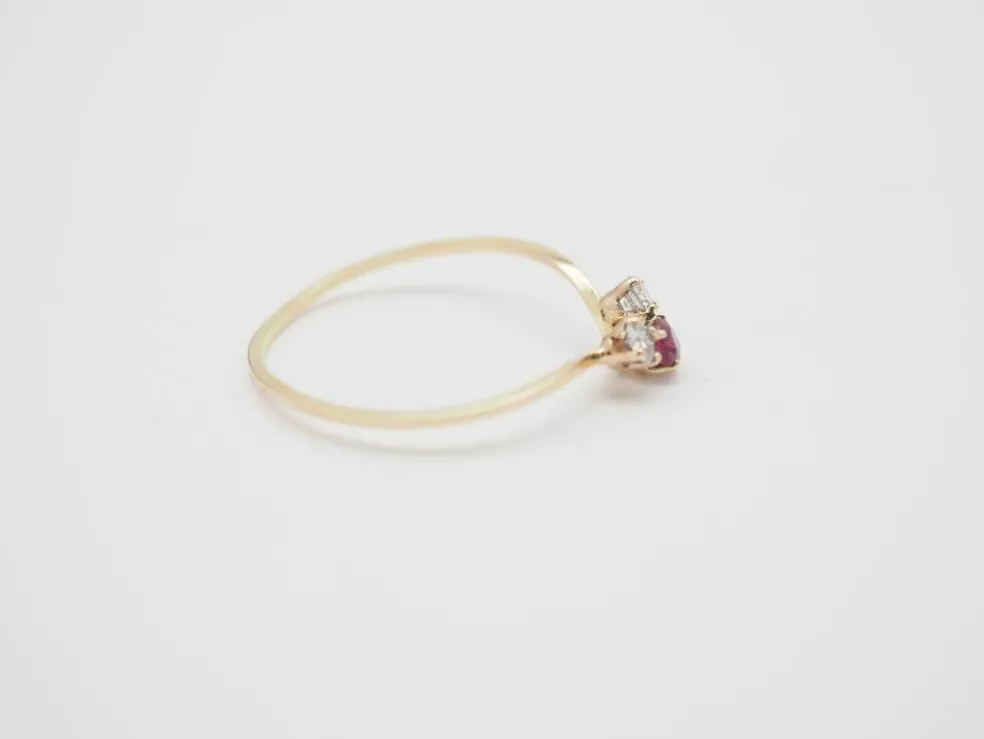 Bague diadème or jaune, rubis et diamants