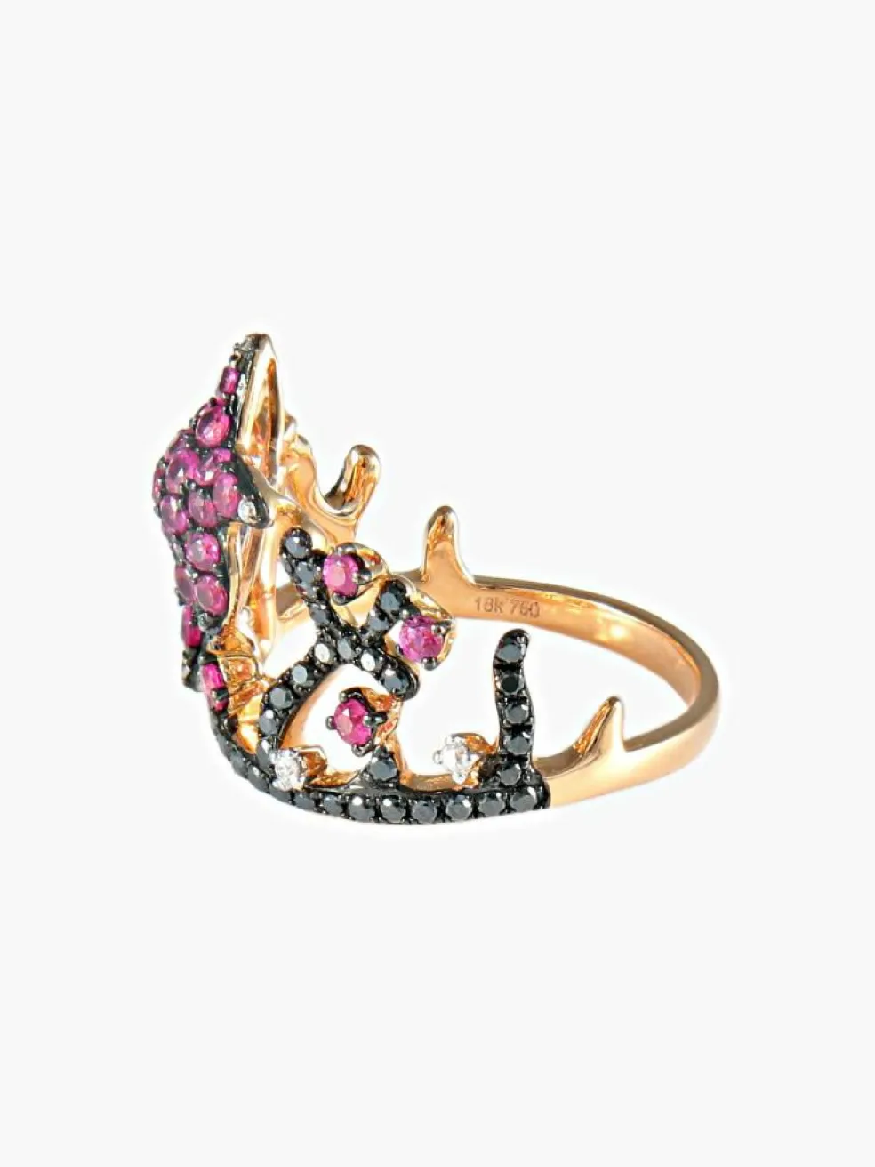 Bague Diadème Spinelles Diamants noirs