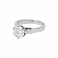 Bague diamant 1,59 carat, or blanc.