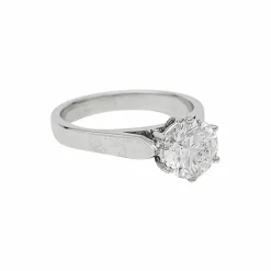 Bague diamant 1,59 carat, or blanc.