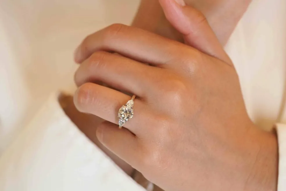 Bague diamant 1,88 cts H/SI2 en or et platine