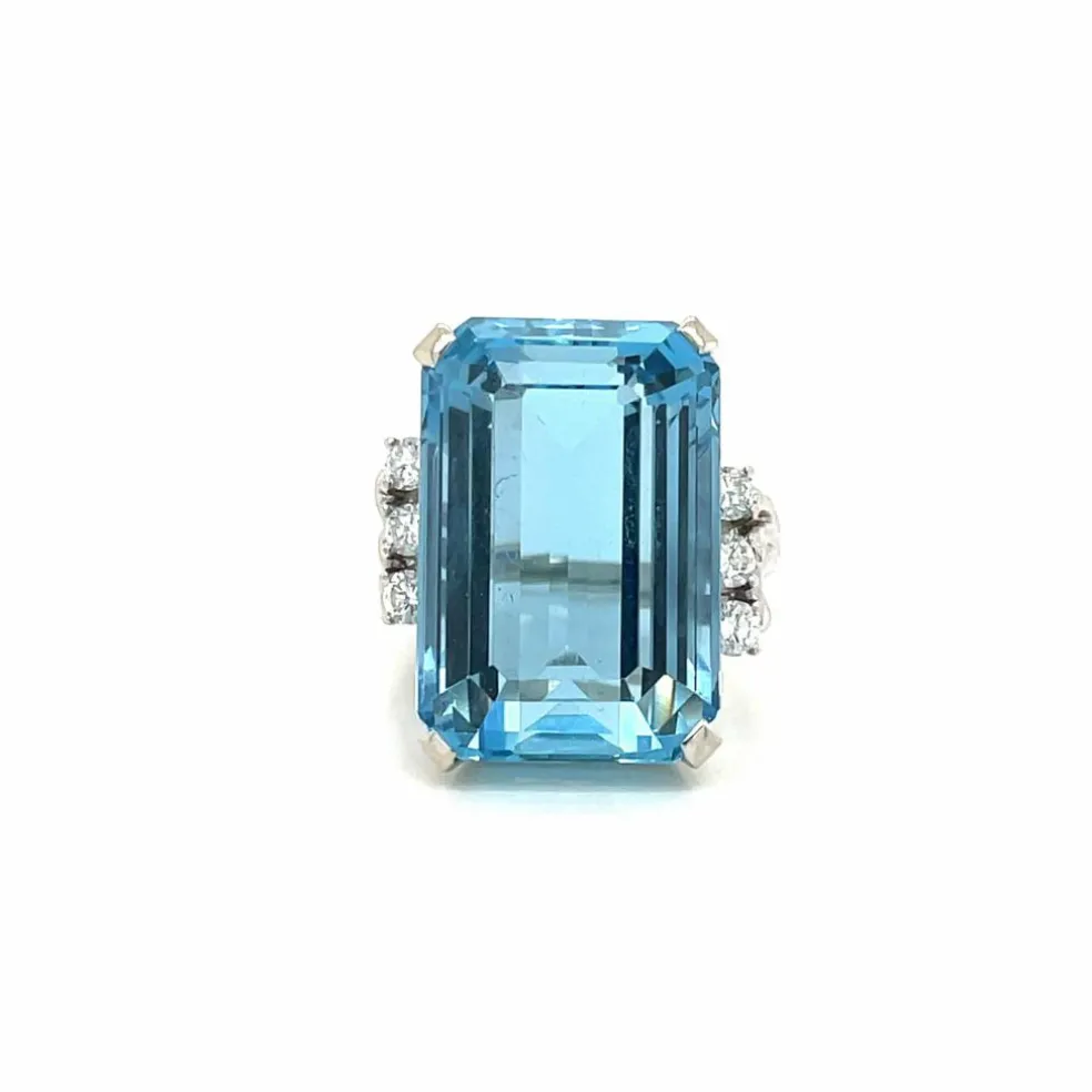 Bague Diamant Aigue-Marine Santa Maria 25 Carats