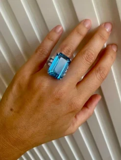 Bague Diamant Aigue-Marine Santa Maria 25 Carats