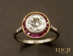 Bague Diamant Art Déco Entourage Calibré
