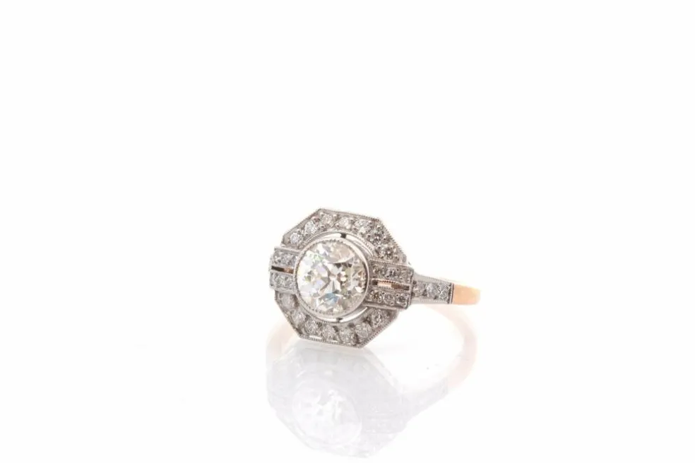 Bague diamant de 1,24cts en or et platine
