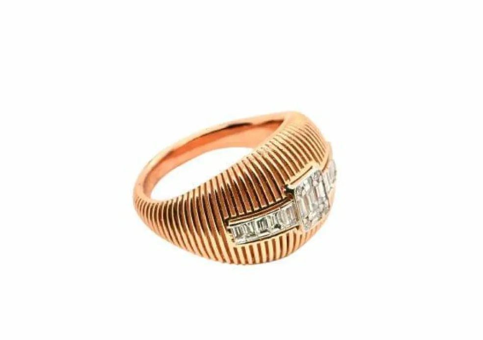 Bague diamant en or rose