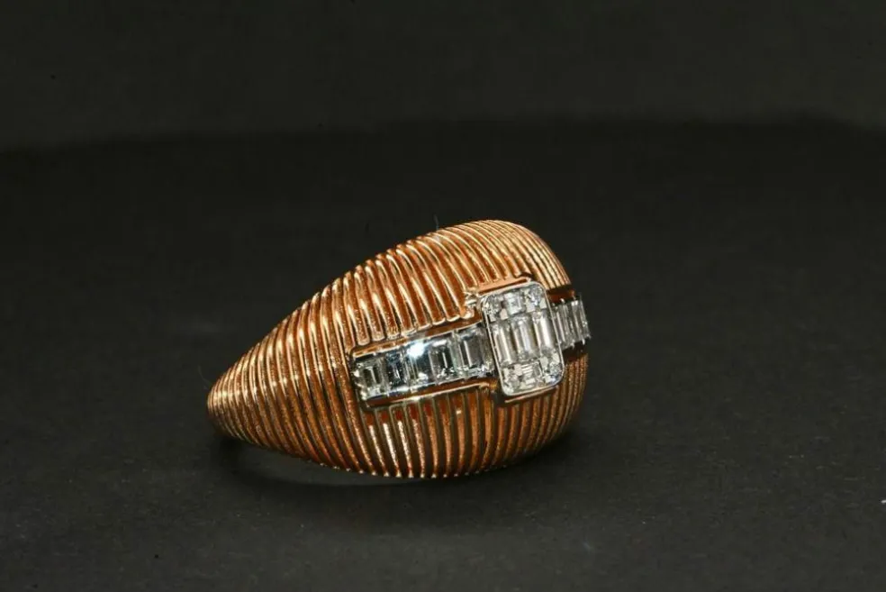 Bague diamant en or rose