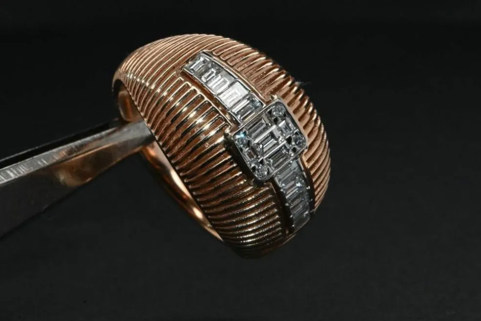 Bague diamant en or rose