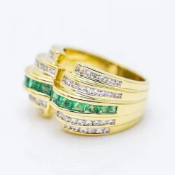 Bague diamant et émeraude
