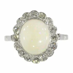 Bague diamant et opale