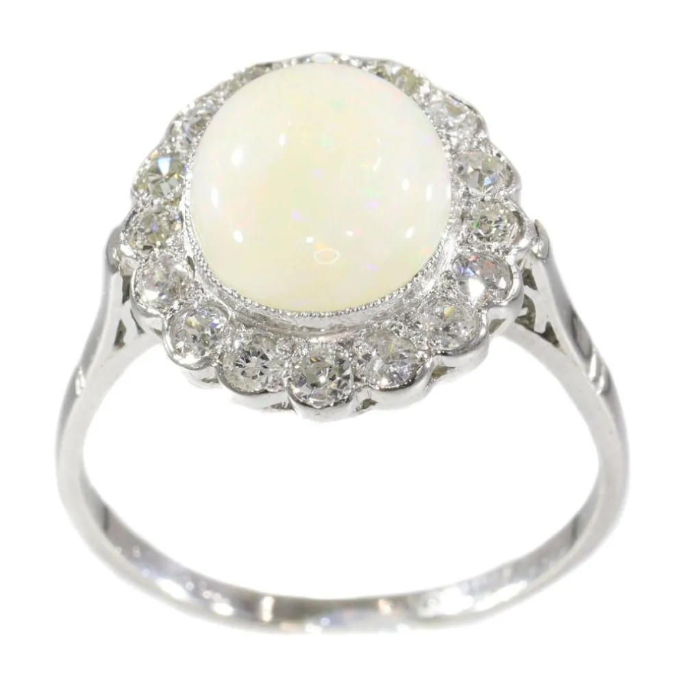 Bague diamant et opale
