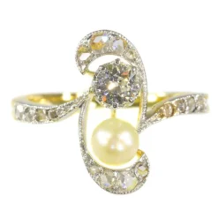 Bague diamant et perle