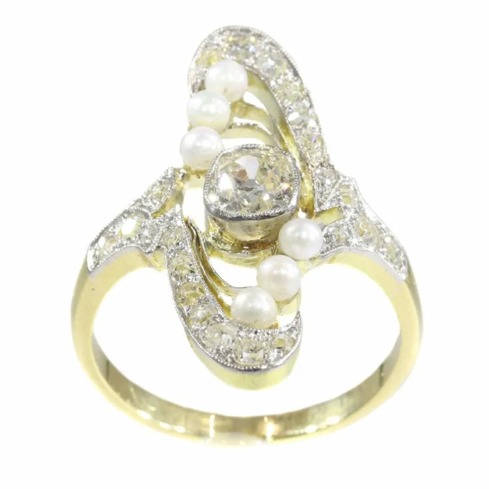 Bague diamant et perle