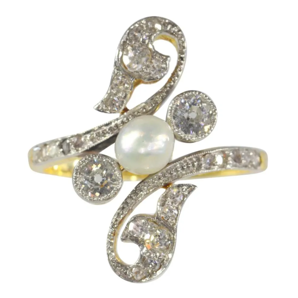 Bague diamant et perle