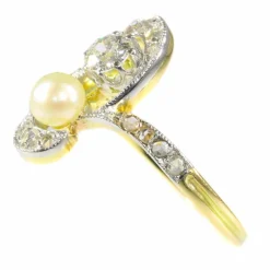 Bague diamant et perle
