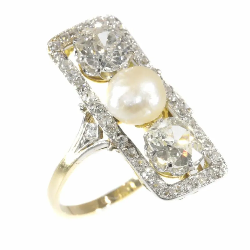 Bague diamant et perle