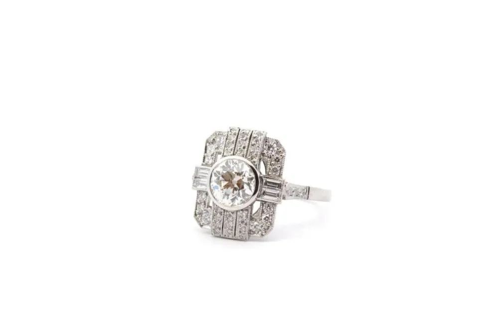 Bague diamant et platine
