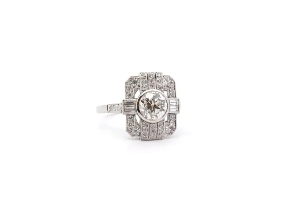 Bague diamant et platine