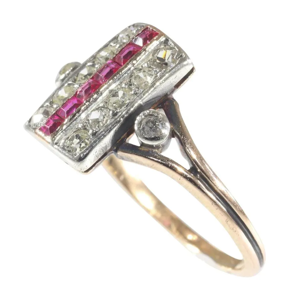 Bague diamant et rubis