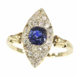Bague diamant et saphir bleu