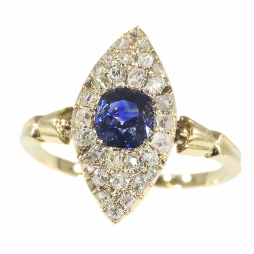 Bague diamant et saphir bleu