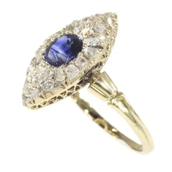 Bague diamant et saphir bleu