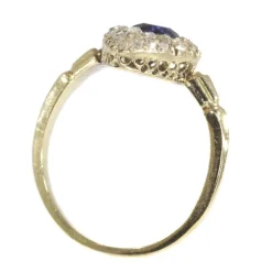 Bague diamant et saphir bleu
