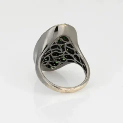 Bague diamant grenat tsavorite noircie ovale cocktail bijoux immobiliers