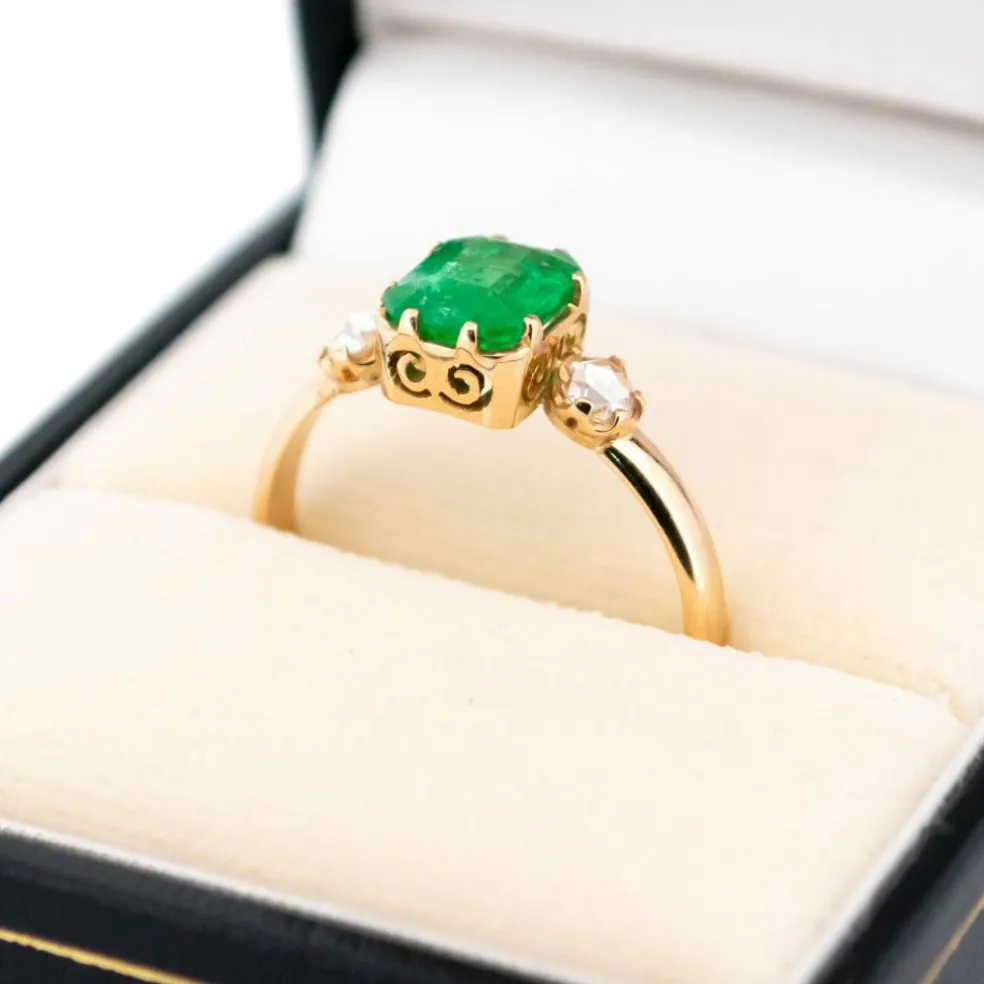 Bague diamant émeraude 18 carats 15733-5207