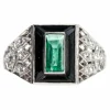 Bague diamant émeraude onyx