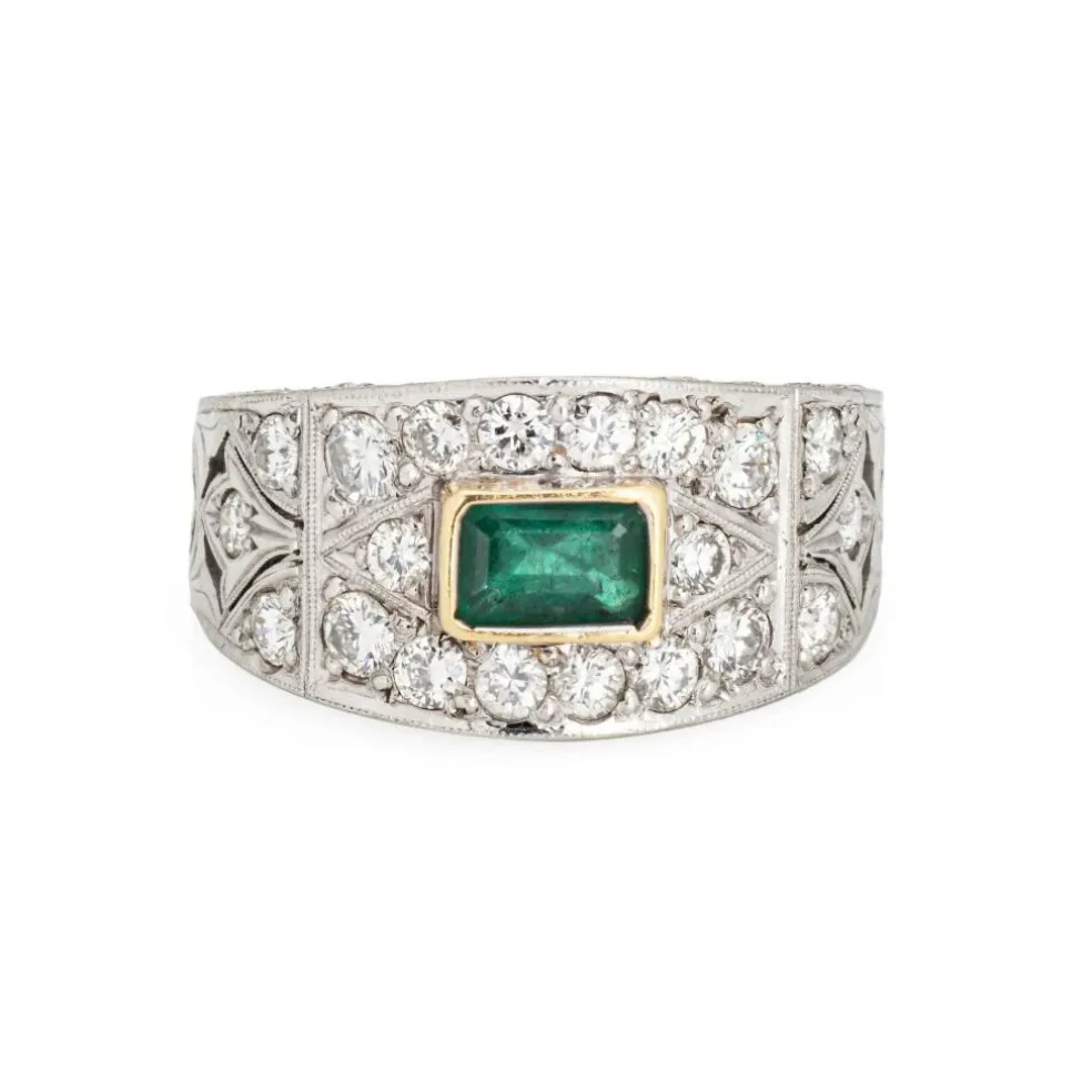 Bague Diamant Émeraude Platine