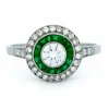 Bague Diamant, Émeraude, Platine