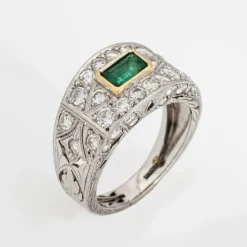 Bague Diamant Émeraude Platine