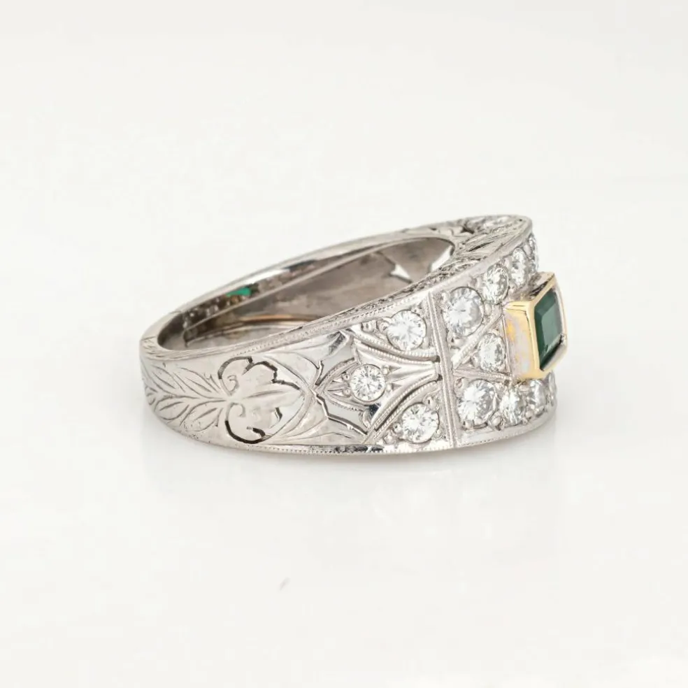 Bague Diamant Émeraude Platine