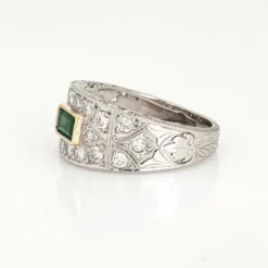 Bague Diamant Émeraude Platine