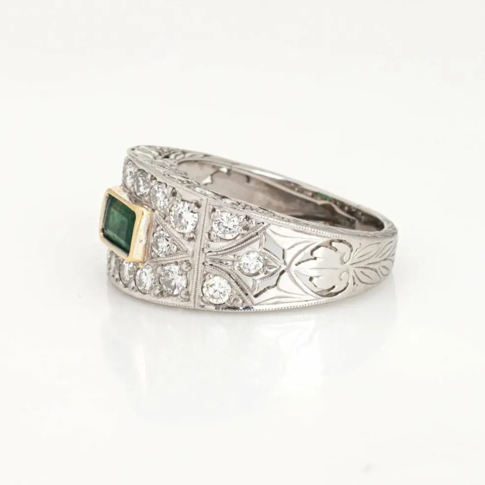 Bague Diamant Émeraude Platine