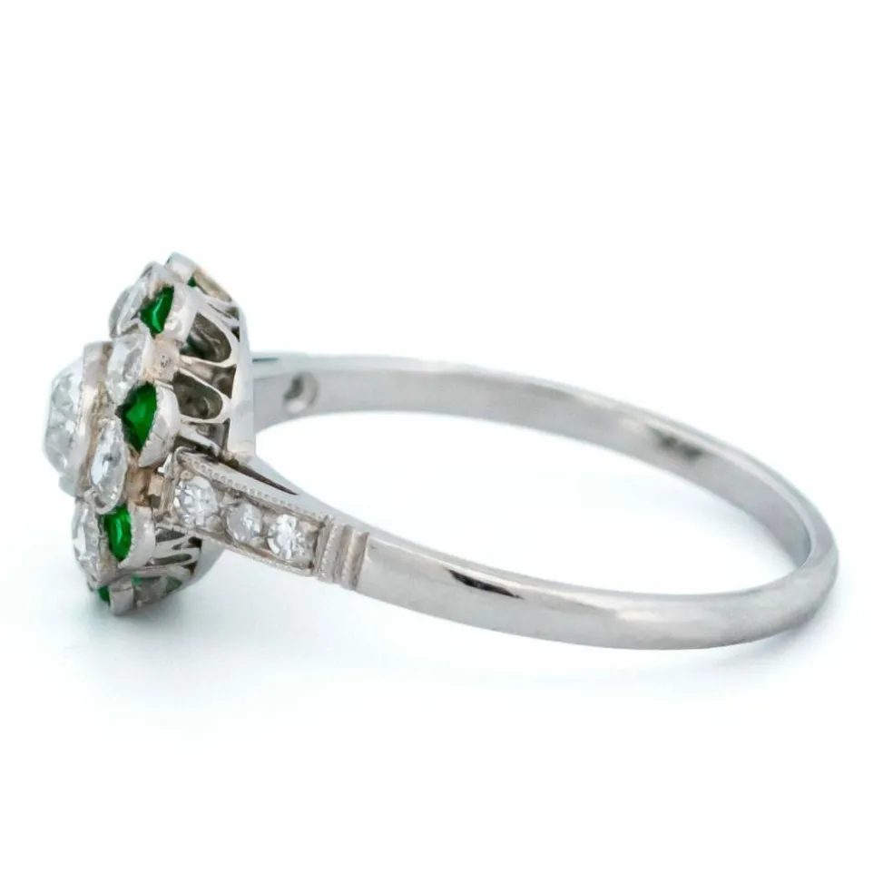 Bague Diamant, Émeraude, Platine